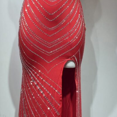 Vestido Elegante Rojo, Beige