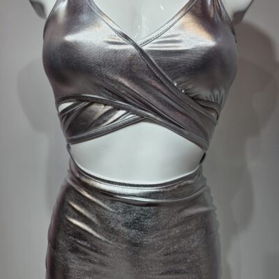 Vestido Corto Plateado